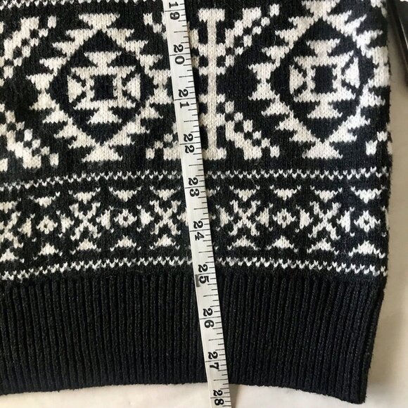 H&M Men's Knit Sweater‎ Size Medium Black White Wool Winter Holiday Fair Isle - Picture 5 of 6